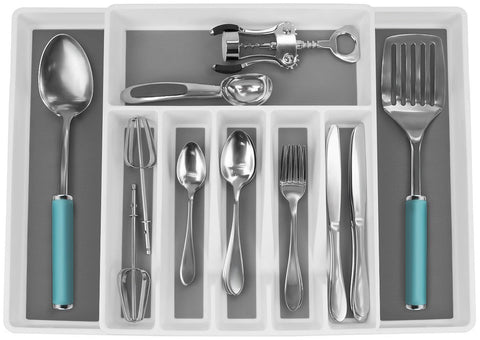 Sorbus Flatware Drawer Organizer, Cutlery Drawer Trays for Silverware, Serving Utensils, Multi-Purpose Storage for Kitchen, Office, Crafts, Bathroom Supplies, 6 Sections, Steel Mesh (Silver)