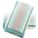 Pidada Hand Towels Set of 2 Striped Pattern 100% Cotton Super Soft Highly Absorbent Hand Towel for Bathroom 13 x 28 Inch (Green)
