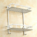 Hawsam No Drilling Bathroom Shelves, Aluminum 2 Tier Shower Shelf Caddy Adhesive Storage Basket for Shampoo