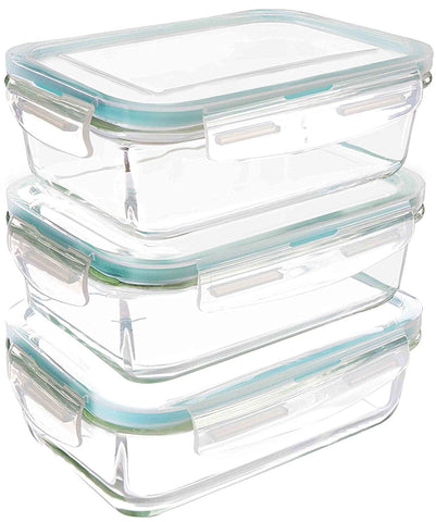 Utopia Kitchen Glass Containers for Food Storage with Lids (3-Pack, 28 oz.)  - Food Prep Airtight Containers with Lids - BPA Free and FDA Approved Containers