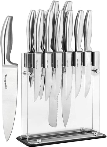 Premium Class Stainless Steel Kitchen 6 Piece Knives Set (5 Knives plus an Acrylic Stand) - by Utopia Kitchen