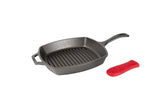 Lodge 10.5 Inch Square Cast Iron Grill Pan. Pre-seasoned Grill Pan with Easy Grease Draining for Grilling Bacon, Steak, and Meats.