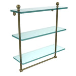 Allied Brass MA-5/16TB-ORB Mambo Collection 16 Inch Triple Tiered Glass Shelf with Integrated Towel Bar, Oil Rubbed Bronze