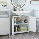 Bathroom Vanity Under Sink Cabinet Space Saver with Double Doors and Adjustable Shelves, White