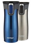 Contigo AUTOSEAL West Loop Vaccuum-Insulated Stainless Steel Travel Mug, 16 oz, Stainless Steel/Monaco Blue, 2-Pack