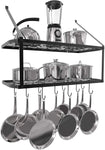 VDOMUS Shelf Pot Rack Wall Mounted Pan Hanging Racks 2 Tire (Black)