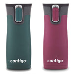 Contigo AUTOSEAL West Loop Vaccuum-Insulated Stainless Steel Travel Mug, 16 oz, Stainless Steel/Monaco Blue, 2-Pack