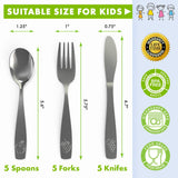 15 Piece Stainless Steel Kids Silverware Set | Child and Toddler Safe Flatware | Kids Utensil Set |