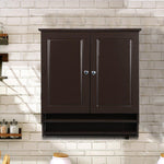 Espresso Wall Mount Bathroom Cabinet Laundry Kitchen Organizer 2 Doors