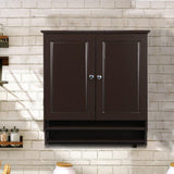 Espresso Wall Mount Bathroom Cabinet Laundry Kitchen Organizer 2 Doors