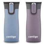 Contigo AUTOSEAL West Loop Vaccuum-Insulated Stainless Steel Travel Mug, 16 oz, Stainless Steel/Monaco Blue, 2-Pack