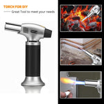 Sondiko Culinary Torch, Blow Torch Refillable Kitchen Butane Torch Lighter with Safety Lock and Adjustable Flame, Perfect for Desserts, Creme Brulee, BBQ and Baking(Butane Gas Not Included)