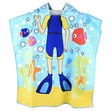 Kids Hooded Beach Bath Towel for Age 2-7 Years - Swim Pool Coverup Poncho Cape Multi-use for Bath/Shower/Pool/Swim 24" x 48" (Butterfly)