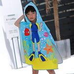 Kids Hooded Beach Bath Towel for Age 2-7 Years - Swim Pool Coverup Poncho Cape Multi-use for Bath/Shower/Pool/Swim 24" x 48" (Butterfly)