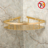 Bearstar 2-Pack Triangle Aluminum Bathroom Show Shelf,No Drilling Polished Golden