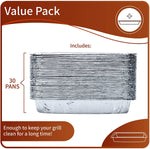 DOBI (30-Pack) Weber Grills Compatible Drip Pans, Bulk Package, Aluminum Foil BBQ Grease Pans, 7.5" x 5"