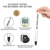 Brewer's Elite Hydrometer - for Home Brew Beer, Wine, Mead and Kombucha - Deluxe Triple Scale Set, Hardcase and Cloth - Specific Gravity ABV Tester