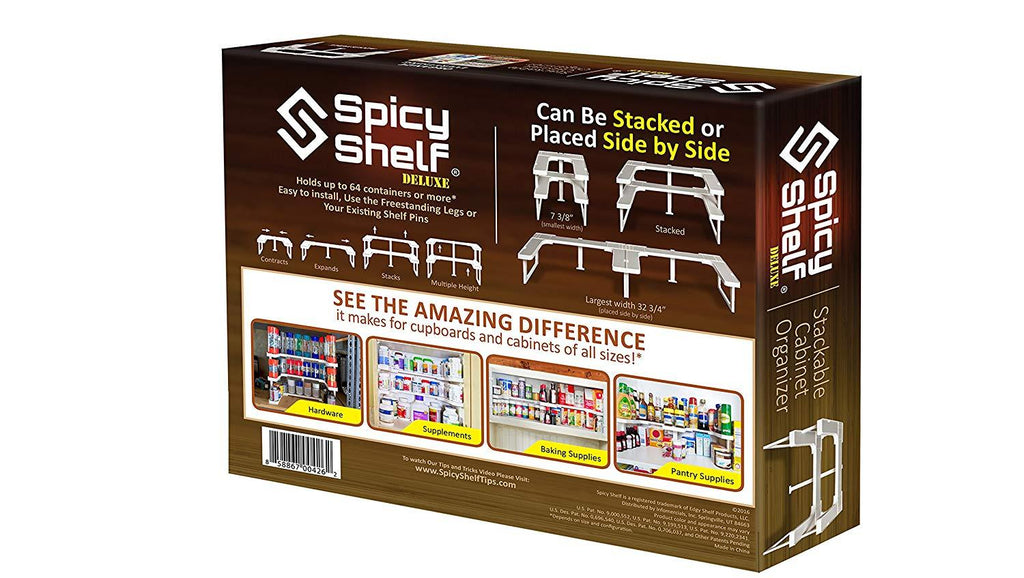 Spicy Shelf Deluxe - Expandable Spice Rack and Stackable Cabinet & Pantry Organizer (1 Set of 2 Shelves) - As Seen on TV Deluxe (Spicy Shelf