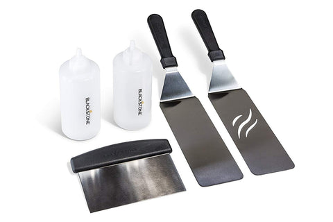 Blackstone Signature Griddle Accessories, Restaurant Grade, 2 Spatulas, 1 Chopper Scraper, 2 Bottles, FREE Recipe Book, 5 Piece Tool Kit for BBQ Grill, great for Flat Top Cooking, Camping and Tailgating