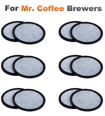 K&J 12-Pack of Mr. Coffee Compatible Water Filter Discs - Universal Fit Mr Coffee Compatible Filters - Replacement Charcoal Water Filter Discs for Mr Coffee Coffee Brewers - Better Than OEM!