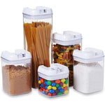 5 pc. Set Clear Food Containers w Airtight Lids Canisters for Kitchen & Pantry Storages - Storage for Cereal, Flour, Cooking