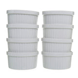 Set of 8,4 oz Porcelain Ramekins Bakeware Set, White Porcelain Baking Cups for Pudding, Creme Brulee, Custard Cups and Souffle Dishes, Durable 4 ounce Ramekins for Baking, Cooking, Serving and More