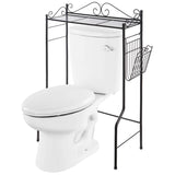 Space Saver Design Metal Storage Organizer Rack/Freestanding Bathroom Shelf w/Magazine Basket, White