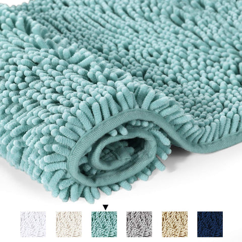 20x32 inch Oversize Bathroom Rug Shag Shower Mat Soft Texture Floor Mat Machine-Washable Bath mats with Water Absorbent Soft Microfibers Rugs for Kitchen, Navy