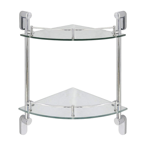 MODONA Double Corner Glass Shelf with Pre-installed Rail - RUBBED BRONZE - Oval Series - 5 Year Warrantee