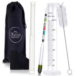 Chefast Hydrometer and Test Jar for Wine, Beer, Mead and Kombucha - Combo Kit of Triple-Scale Hydrometer, 250ml Plastic Cylinder, Cleaning Brush, Cloth and Storage Bag