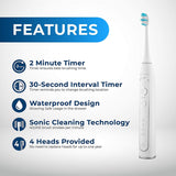 HONEYBULL Electric Toothbrush with 4 Cleaning Modes, 5 Heads & Wireless Charging Base