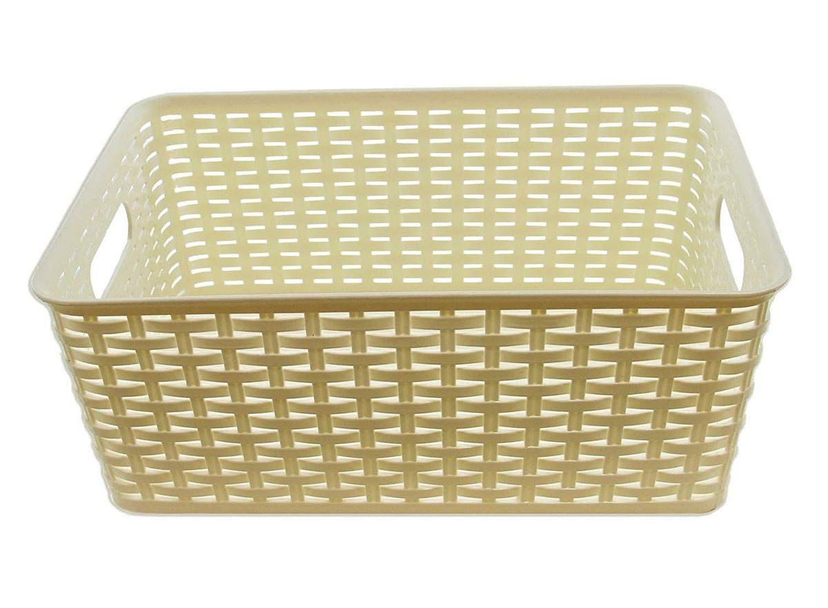 YBM HOME Plastic Rattan Storage Box Container Open Bin Basket Closet S ...