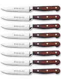 Steak knives, Emojoy Steak knife set, Pakkawood Handle Highly Resistant and Durable, German Stainless Steel Steak Knives Serrated (1 Set of 8-Piece Steak Knives)