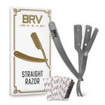 Straight Razor | 100 Single Edge Lord Platinum Saloon Blades | 100% Stainless Steel | Professional Shavette for Close Shaving | Exquisite Design for Classy Gentlemen | Straight Razor Set - BRV MEN