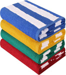 Utopia Towels Cabana Stripe Beach Towels (4 Pack, 30 x 60 Inches) - Large Pool Towels, Variety Pack