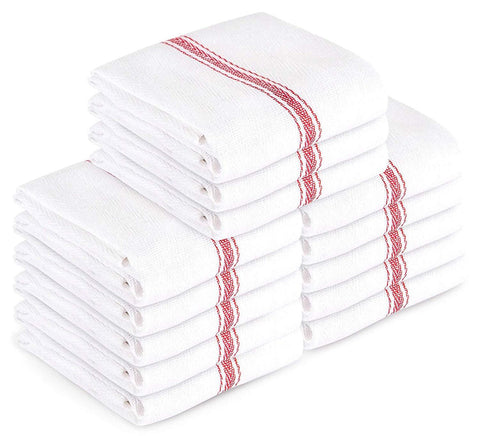 AMA's Kitchen Kitchen Towels Dish Towels (13 Pack) Tea Towels 100 Percent Cotton Dish Cloths Red and White Dish Towels (15 x 25 Inch) Machine Washable