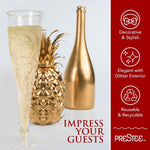 Plastic Champagne Flutes Disposable - 100 Pack | Gold Glitter Plastic Champagne Glasses for Parties | Glitter Clear Plastic Cups | Plastic Toasting Glasses | Mimosa Glasses | Wedding Party Bulk Pack