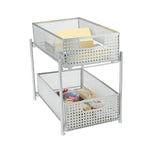 Mind Reader 2 Tier Metal Mesh Storage Baskets Organizer, Home, Office, Kitchen, Bathroom, Silver