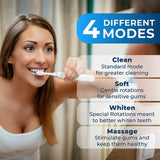 HONEYBULL Electric Toothbrush with 4 Cleaning Modes, 5 Heads & Wireless Charging Base