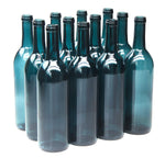 North Mountain Supply 750ml Glass Bordeaux Wine Bottle Flat-Bottomed Cork Finish - Case of 12 - Clear/Flint