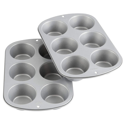 Wilton Recipe Right Non-Stick 6 Cup Jumbo Muffin Pan, Multipack of 2