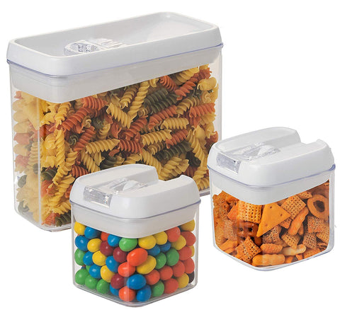 5 pc. Set Clear Food Containers w Airtight Lids Canisters for Kitchen & Pantry Storages - Storage for Cereal, Flour, Cooking