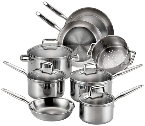 T-fal C530SC Signature Nonstick Dishwasher Safe Cookware Set, Nonstick Pots and Pans Set, Thermo-Spot Heat Indicator, 12 Piece, Black