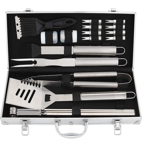 ROMANTICIST 20PC STAINLESS STEEL BBQ GRILL TOOL SET - PERFECT BBQ GIFT FOR MEN DAD ON FATHERS DAY