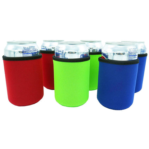 Beer Can Sleeves - Set of 6 Can Sleeves - Extra Thick Neoprene with Stitched Fabric Edges (Classic)