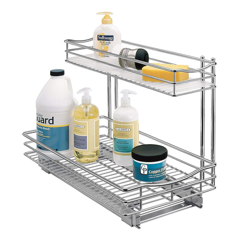 Lynk Professional Sink Cabinet Organizer with Pull Out Two Tier Sliding Shelf, 11.5w x 18d x 14h -Inch, Chrome