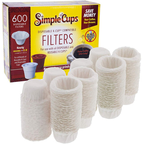 Disposable Filters for Use in Keurig Brewers- 600 Single Serve Replacement Filters for Regular and Reusable K Cups by SIMPLECUPS