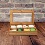 Bamboo Tea Box Storage Organizer With See Through Lid, 8 Adjustable Chest Compartments, Natural Bamboo Wooden Finish Tea Bag Organizer by Cooler Kitchen