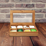 Bamboo Tea Box Storage Organizer With See Through Lid, 8 Adjustable Chest Compartments, Natural Bamboo Wooden Finish Tea Bag Organizer by Cooler Kitchen