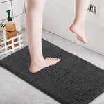 ITSOFT Non Slip Shaggy Chenille Soft Microfibers Bathroom Rug with Water Absorbent, Machine Washable, 21 x 34 inches Charcoal Gray